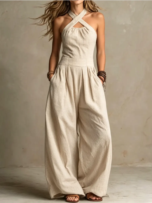 BIANCA| Mono con elegante escote cruzado