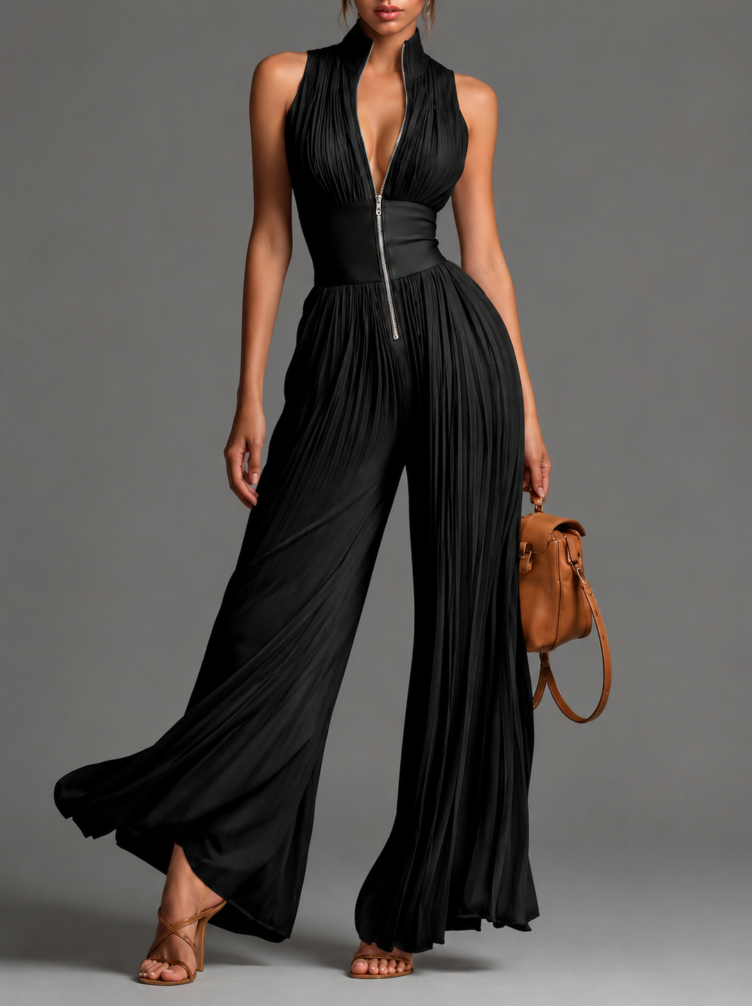 LUNA | Enterizo con Escote Halter y Pierna Ancha