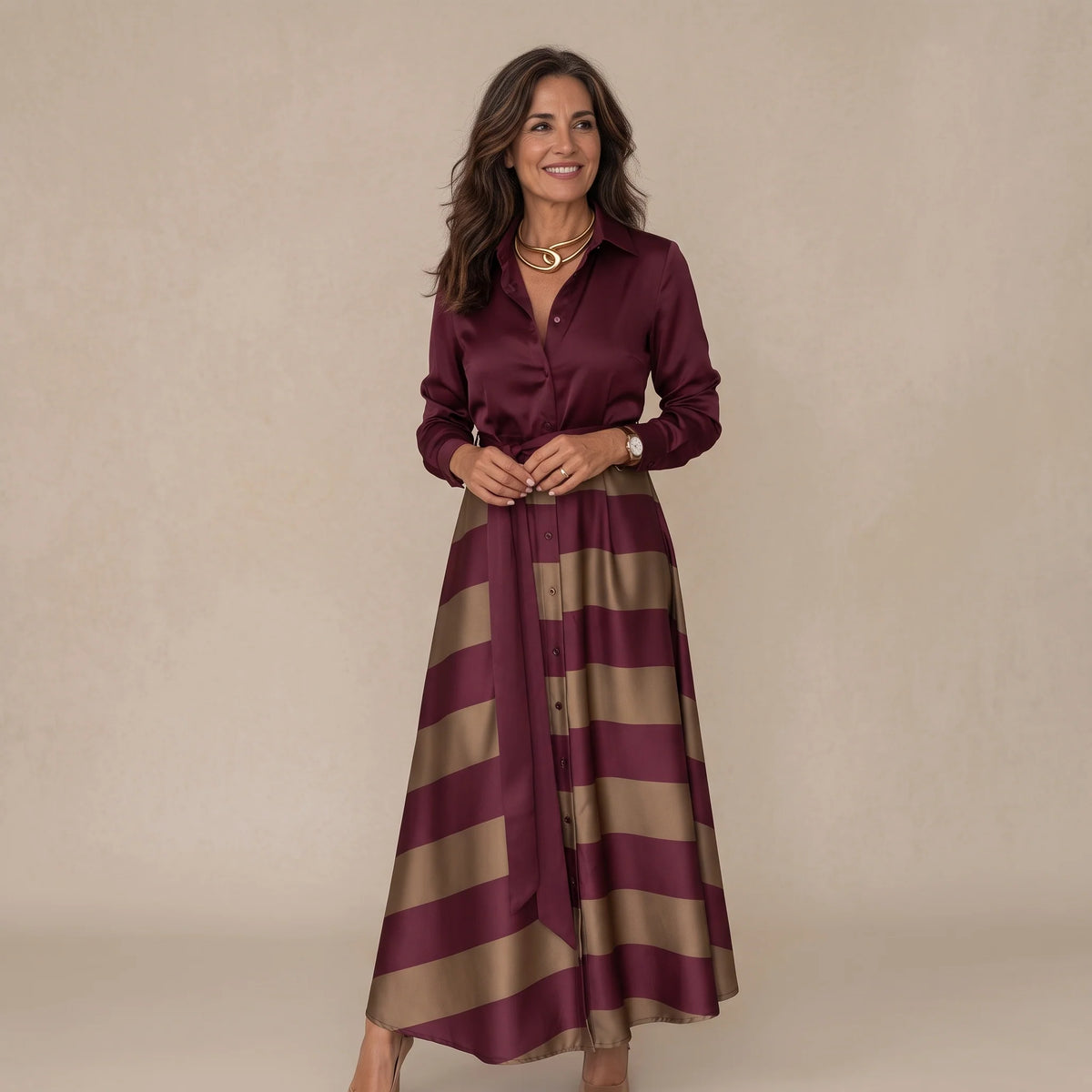 MIA | Robe Chemise Rayée à Ceinture