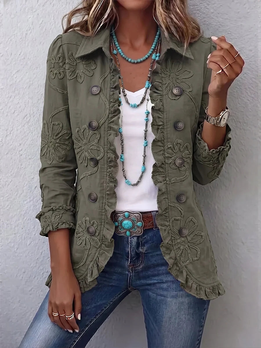 ALESSANDRA | Veste Bohème-Chic Brodée à Volants