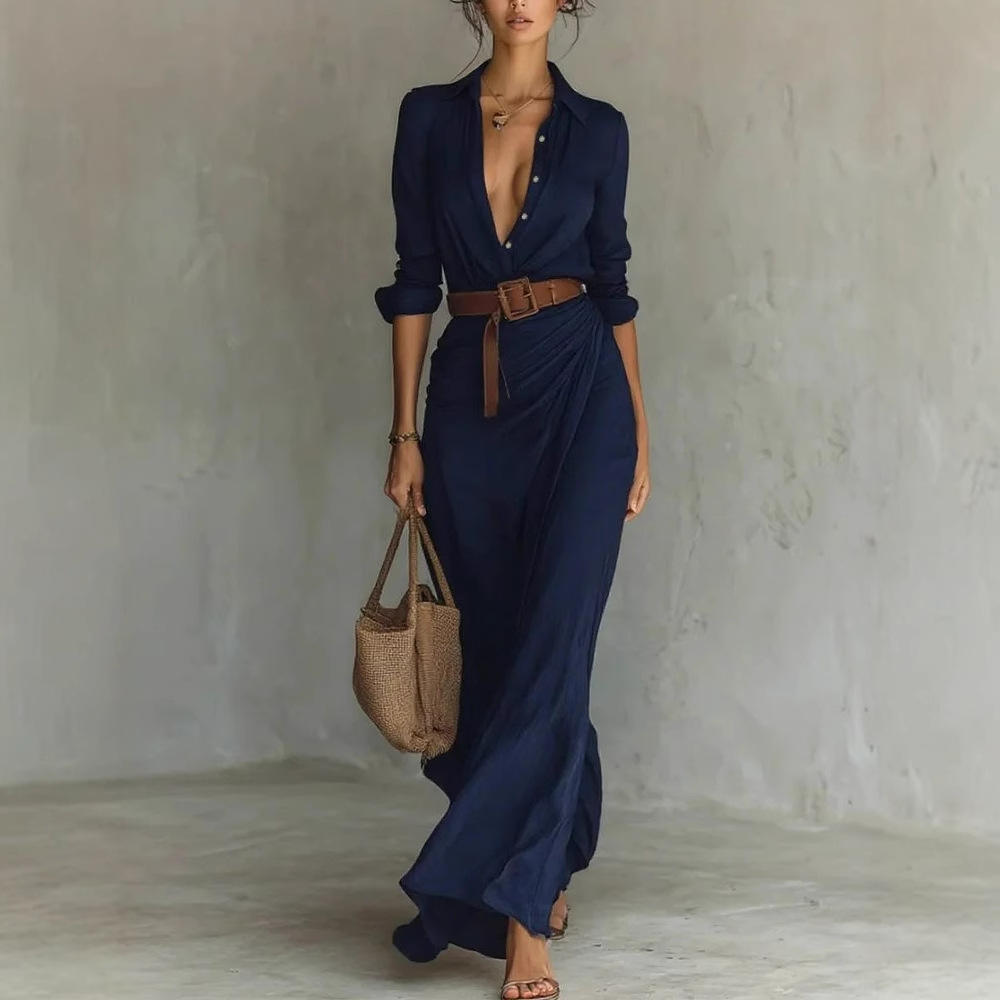 COSTANZA | Robe Maxi à Col Revers