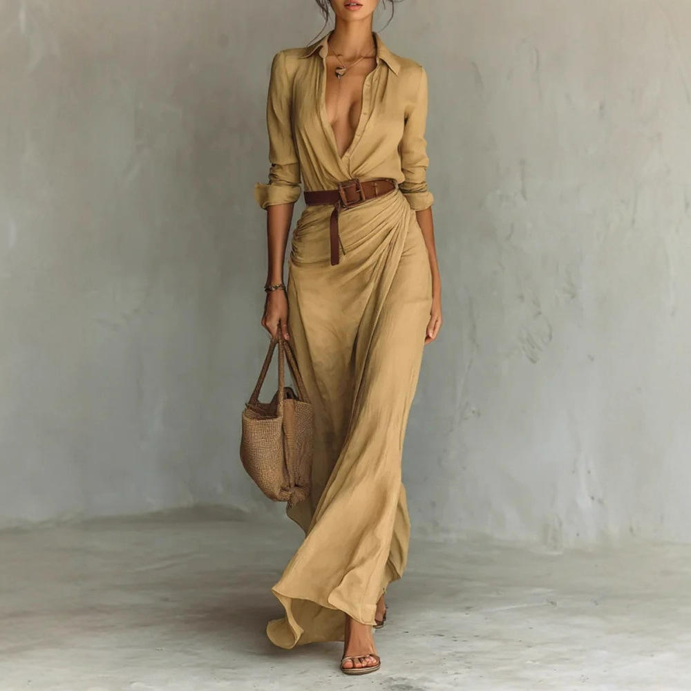 COSTANZA | Robe Maxi à Col Revers