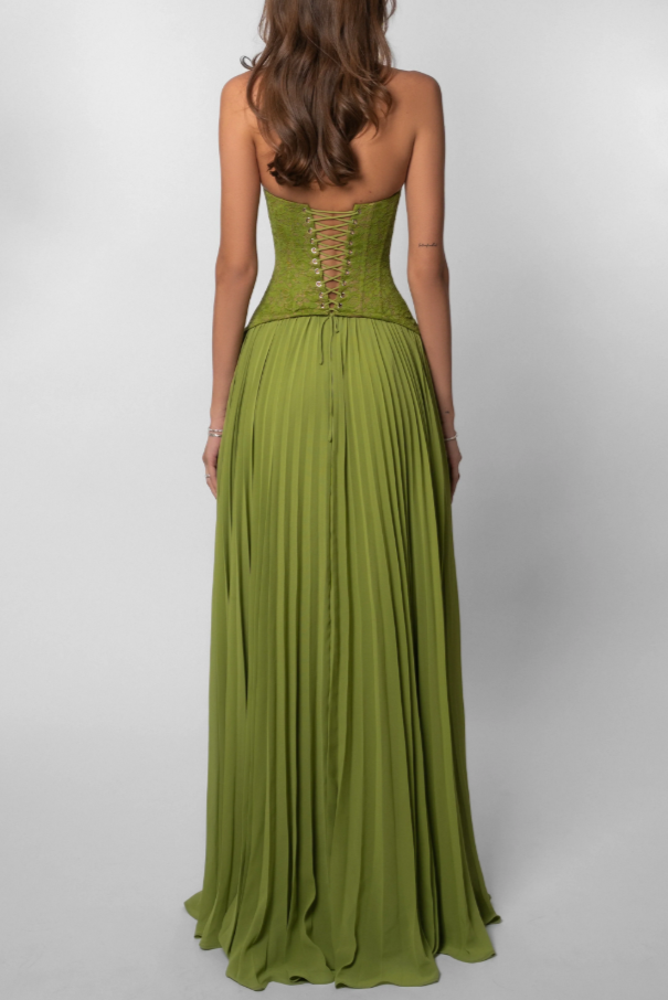 Julietta | Vestido largo plisado tipo corsé