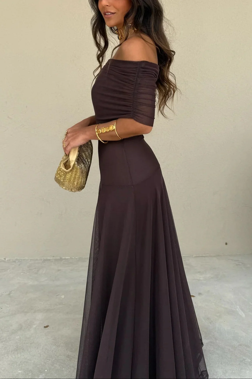 Alba | Vestido largo de malla con un solo hombro