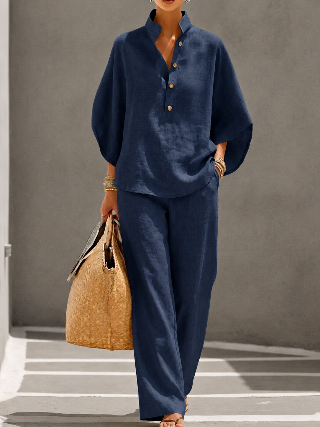 Isabel | Traje de lino dos piezas manga larga