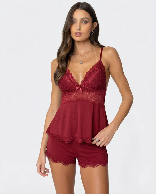 Conjunto encaje burdeos - vista frontal