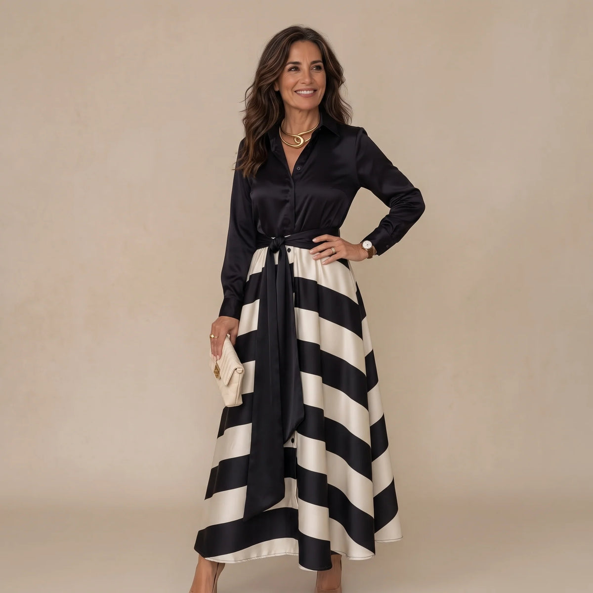 MIA | Robe Chemise Rayée à Ceinture