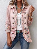 MARTINA | Veste Fleurie Rose à Ruchés et Boutons