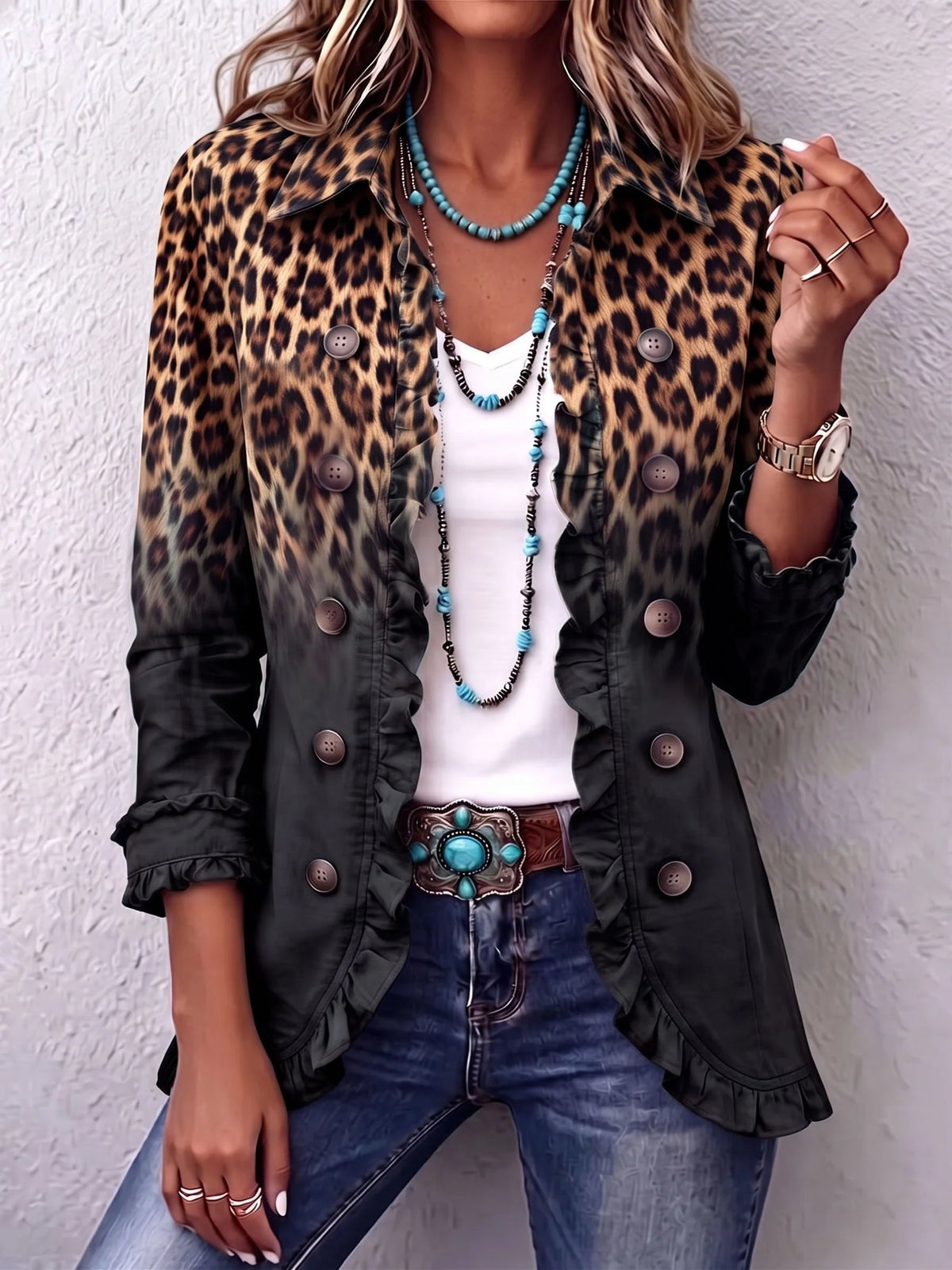 VALENTINA | Blazer Léopard Dégradé Anthracite