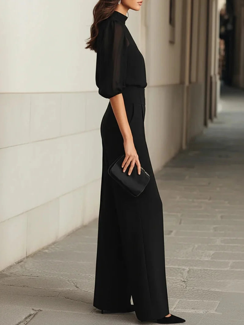 VALÉRIA | Ensemble Trois Pièces Débardeur Transparent et Pantalon Large